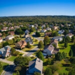 Panoramic aerial view of a upscale suburbs in Atlanta stock photo