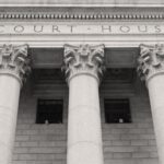 Close up of Courthouse building. stock photo